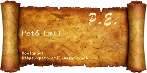 Pető Emil névjegykártya