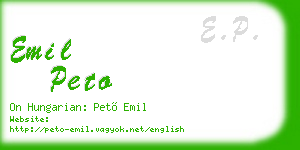 emil peto business card